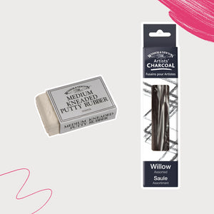 Medium Kneaded Putty Rubber & Assorted Charcoal Bundle