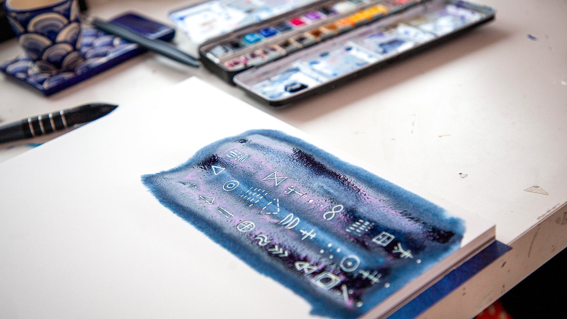 A contemporary watercolour painting