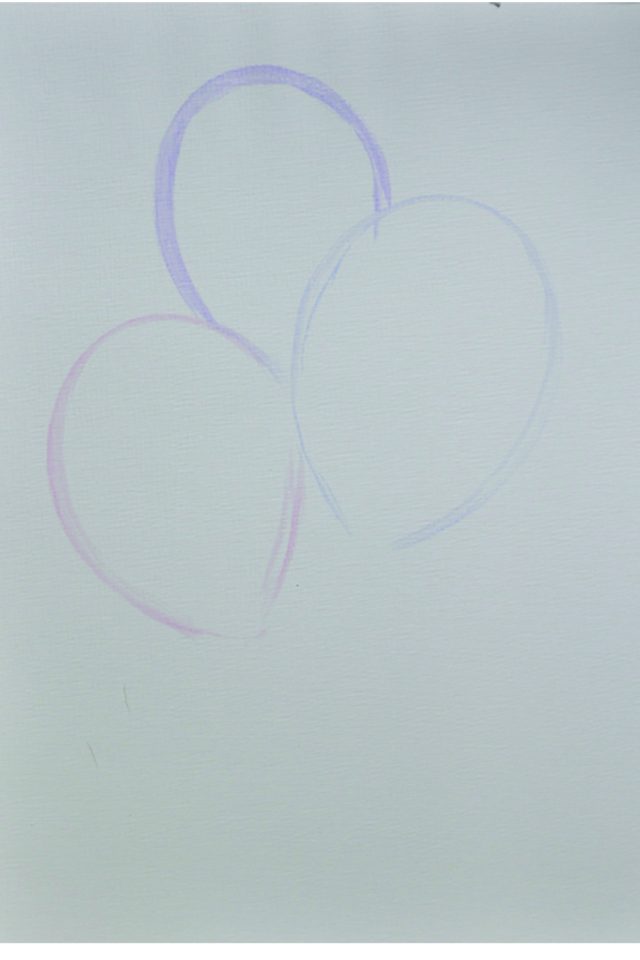 Initial sketch of balloon outline in thin pale colour on oil pad