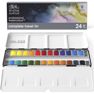 Professional Watercolour Complete Travel Tin - 24 Half Pans