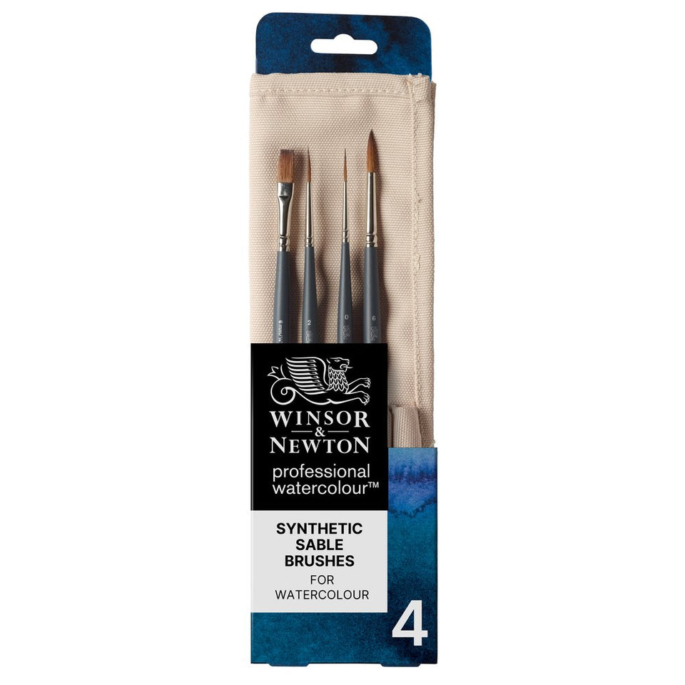 Professional Synthetic Sable Brushes for Watercolour 4 Pack