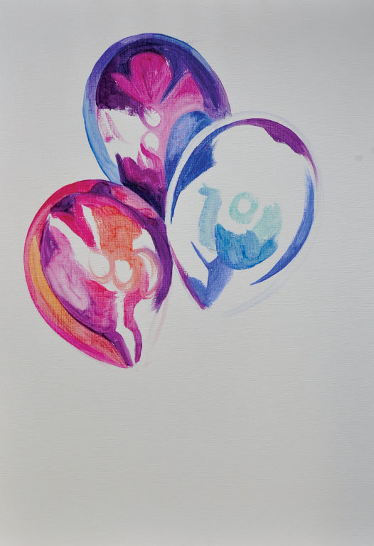 Blocking in areas of darkness, bright colours, and shapes